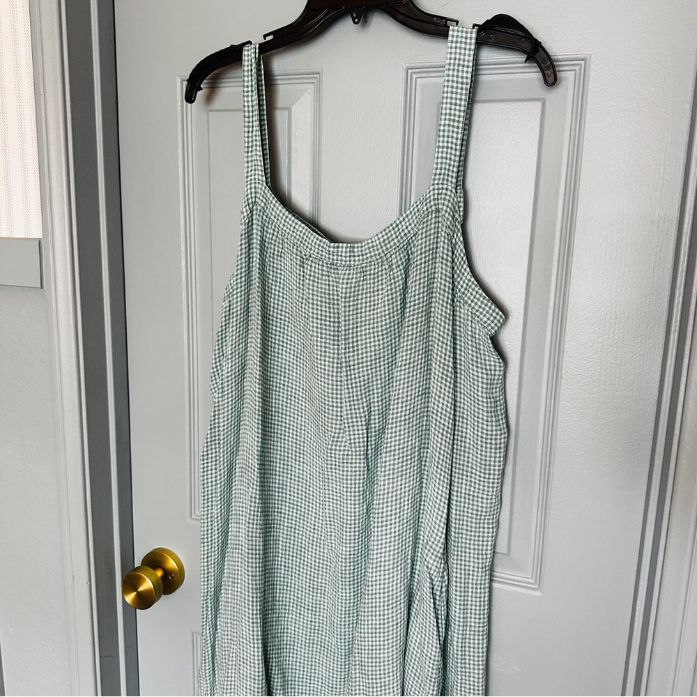 Eileen Fisher Organic Linen Midi Checkered Dress - Picture 8 of 11